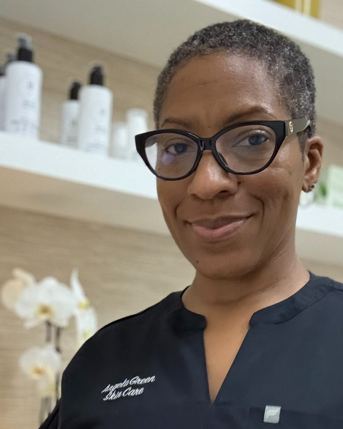 Angela Green smiling in her studio