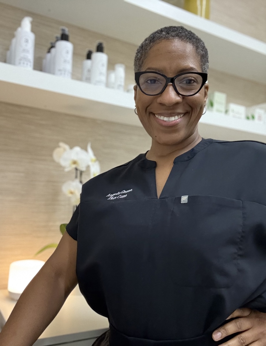 Angela Green, licensed esthetician, in her studio