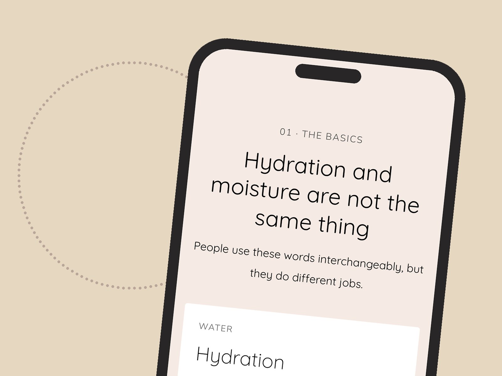 Hydration 101 open on a phone: hydration and moisture are not the same thing